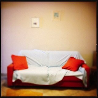 Laura's bed, at the beach in Tuscany, 2015, 10x10