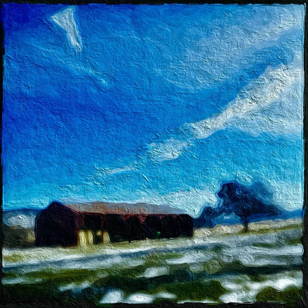 red barn blue sky, 2025