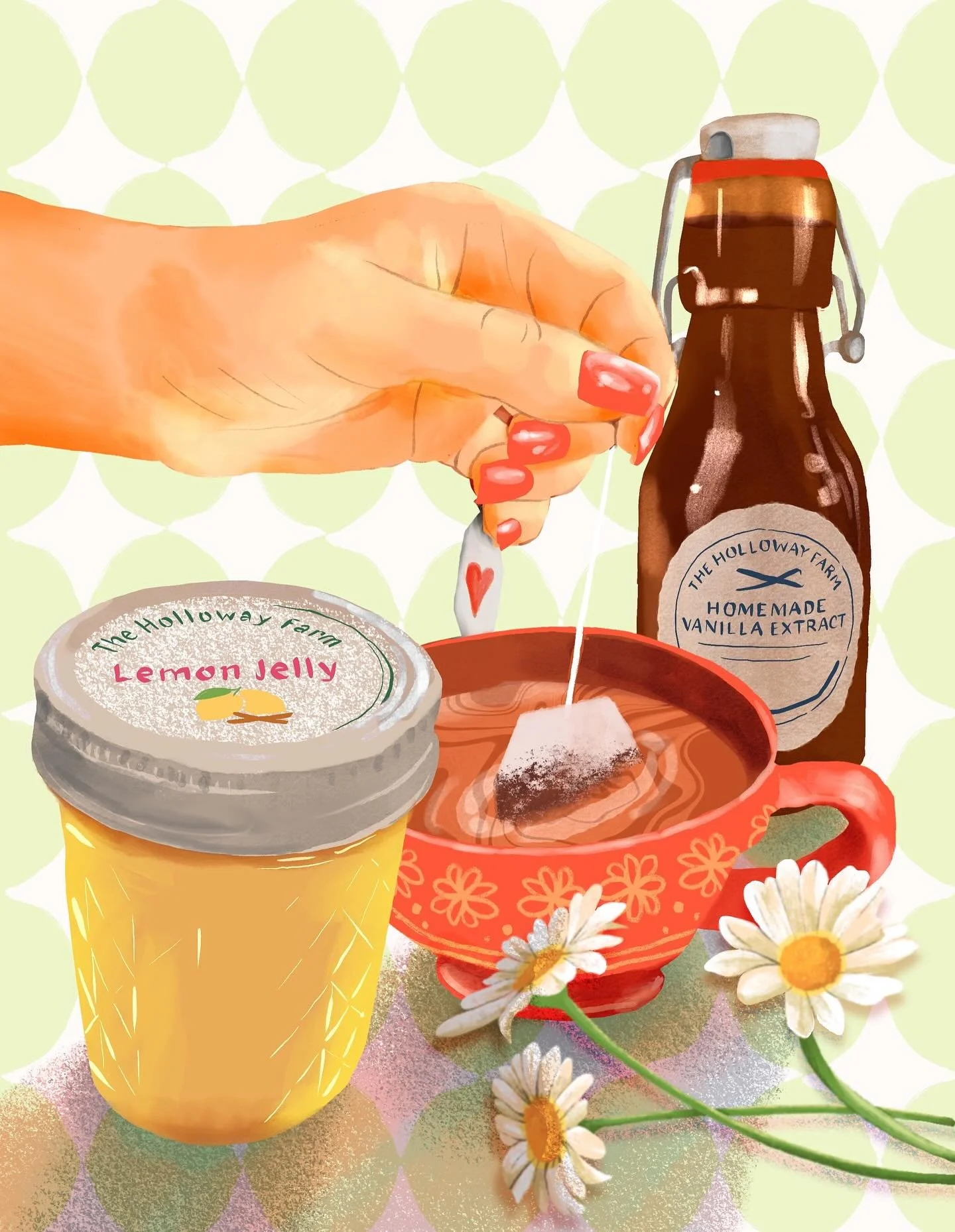 A little product illustration for @thehollowayfarm!! If you&rsquo;re in the DE-MD area and want to shop local, definitely check them out or find them at an upcoming event. Biiiig fan of their whipped honey and jelly but ummm look at those eggs too?! 