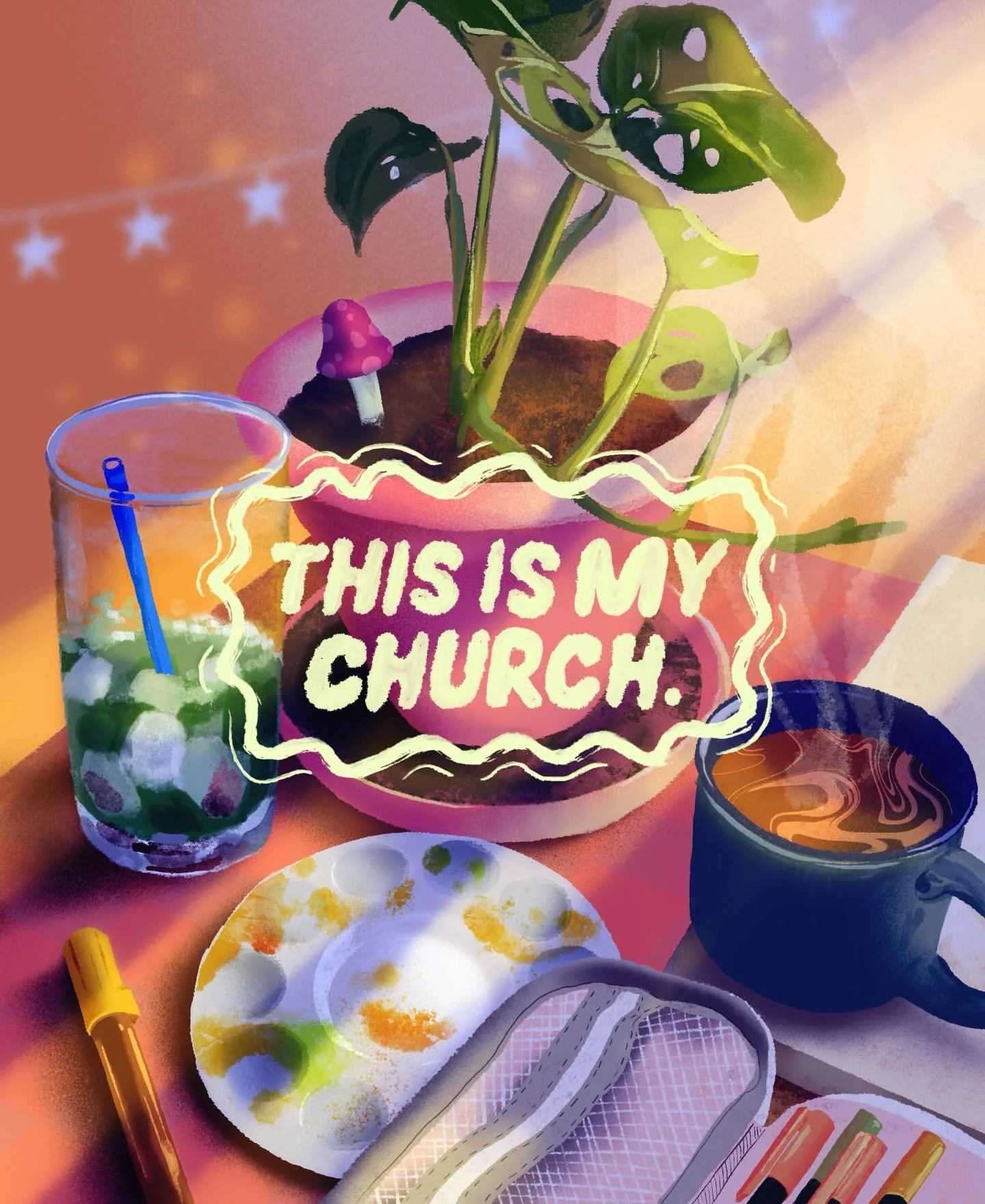 I hope everyone finds or creates a sacred space to rest, read, meditate, or gather their thoughts. (Mine has lots of sunlight and trinkets and a three-drink rotation) 

#illustrator #studio #illustration #magic #sacredspace