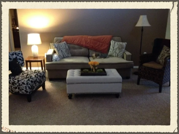 I love the little wicker chair and the sofa fabric is washable. McCall and Stella give it a thumbs up!