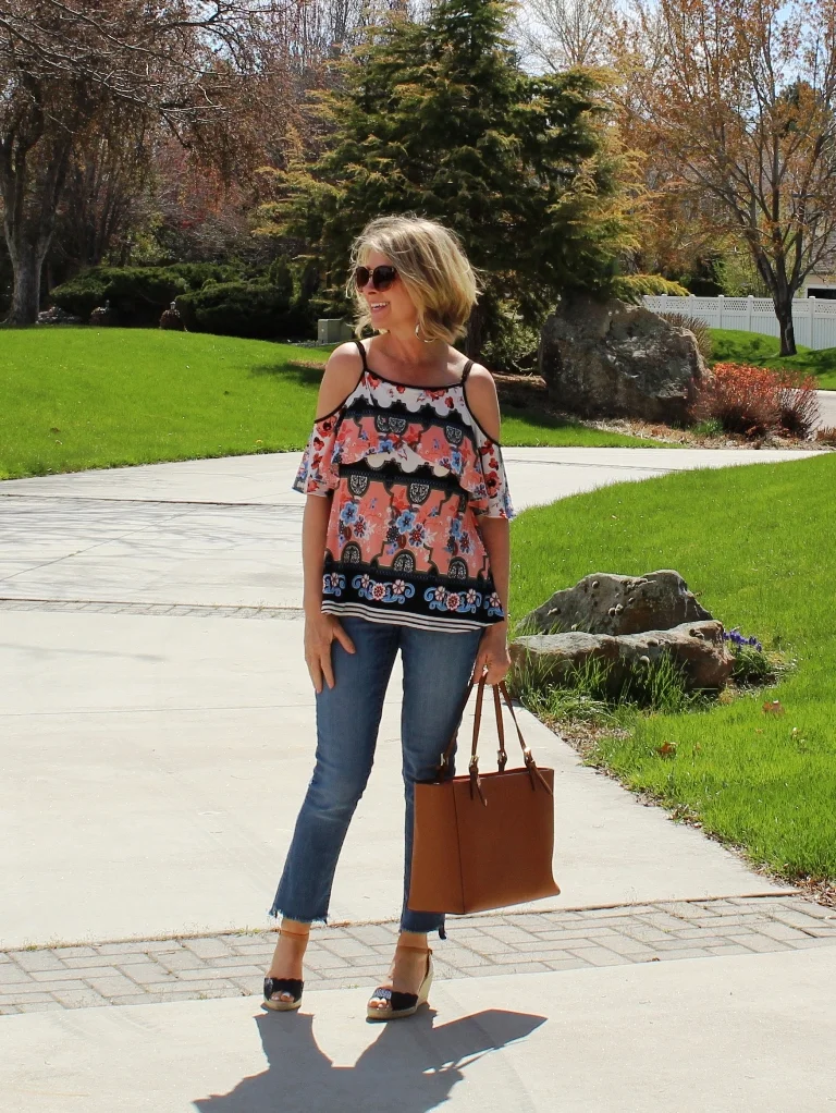 Multi Cold Shoulder & Navy Scalloped Wedges