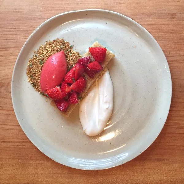 Strawberry Sorbet with Grahm Cake