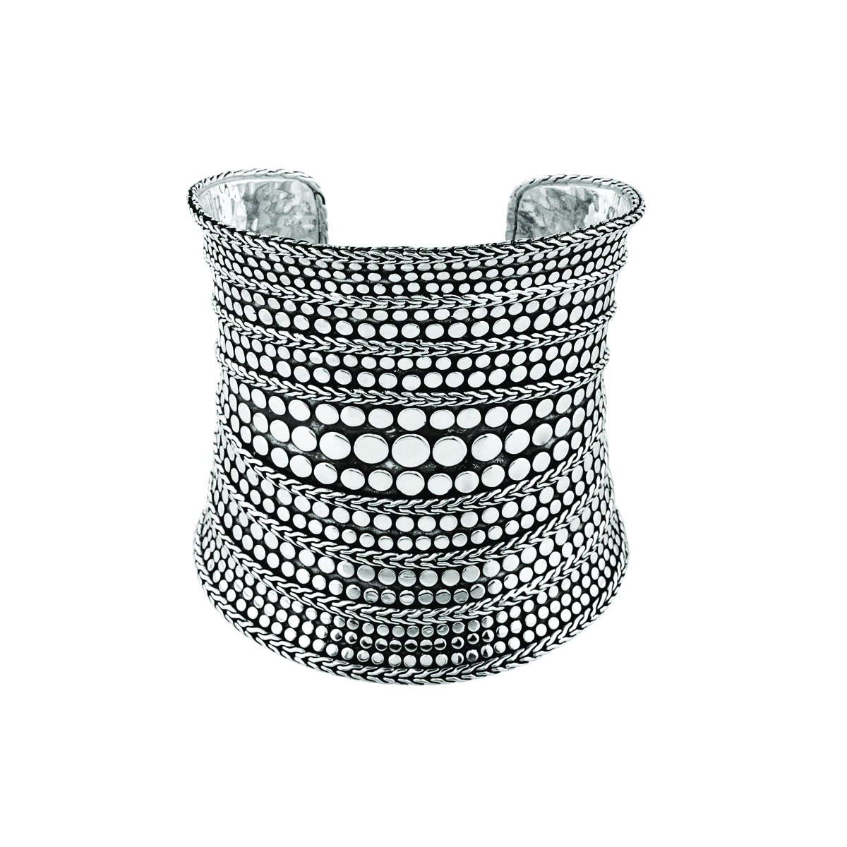 John Hardy Sterling Silver Dot Wide Contour Cuff