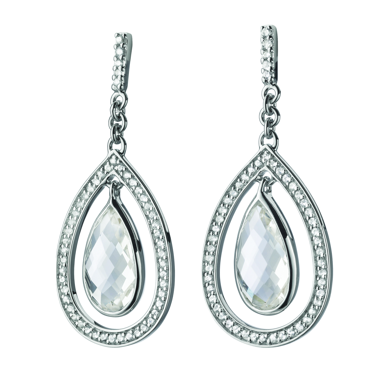 Monica Rich Kosann Sterling Silver Crystal Earrings