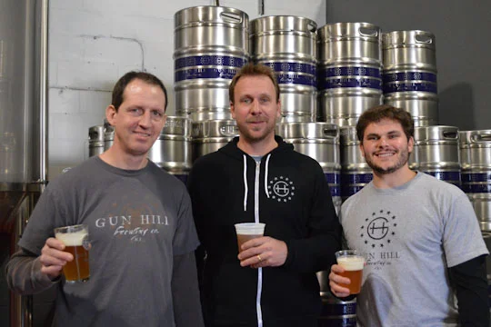 Managing partners - Dave Lopez (right), Kieran Farrell (center), and Head Brewer Chris Sheehan (left) at Gun Hill Brewing Co. They opened on March 22nd, 2014. 