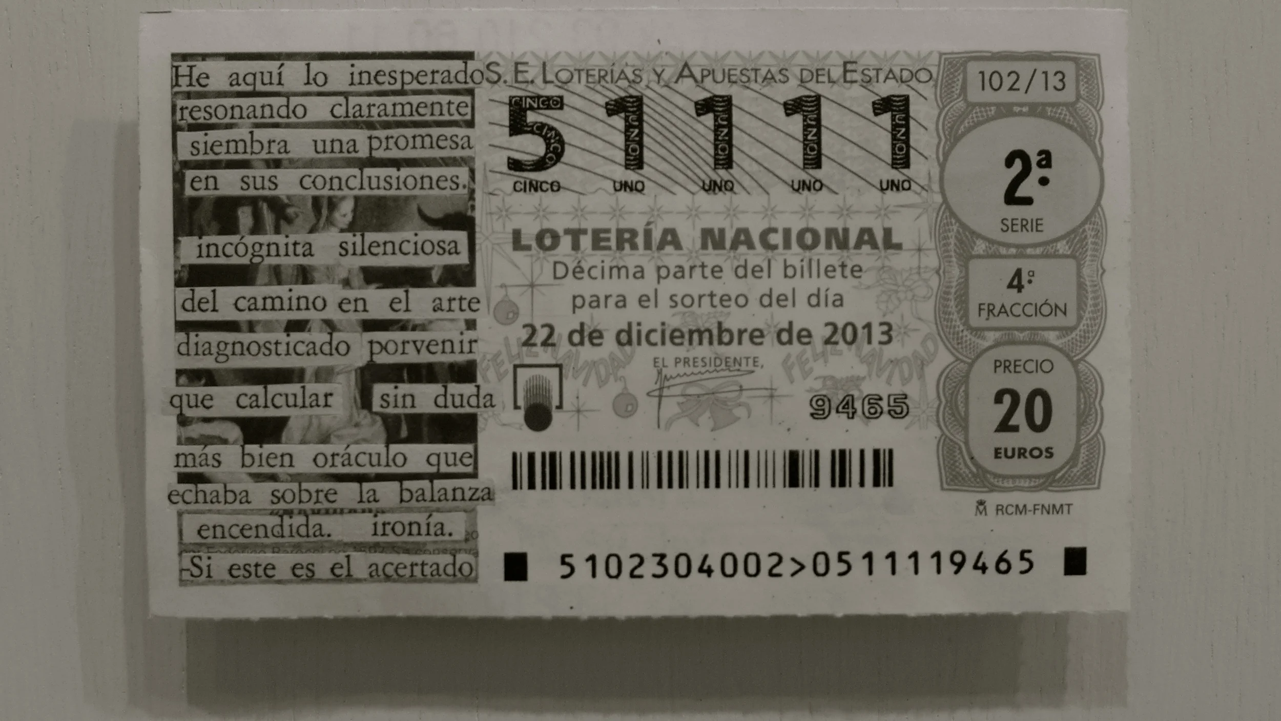 Mar Arza billete lotería