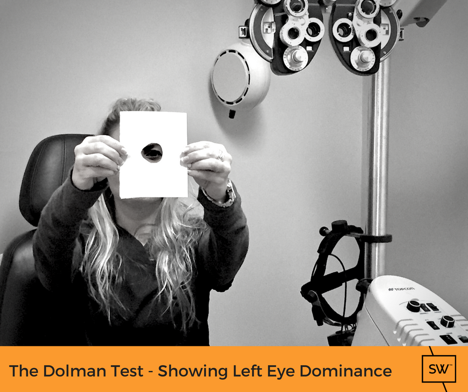 stonewire staff member demonstrating the dolman technique - showing left eye dominance