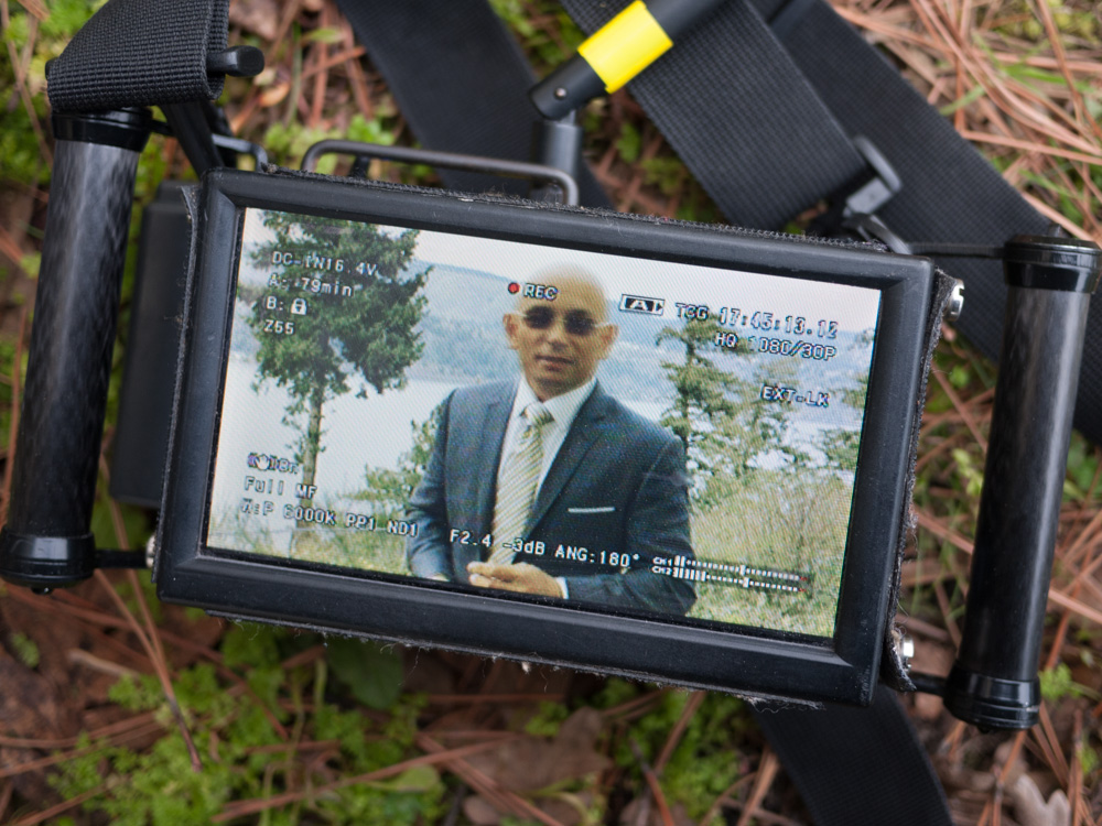Host Anthony Melchiorri as seen via a wireless monitor