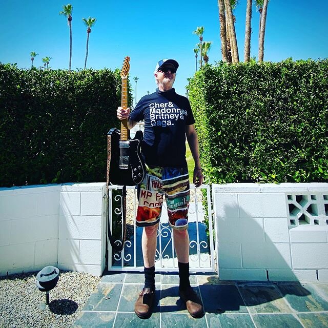 Ed has safely made it to The High Gain South in lovely Palm Springs California. He brought along a &lsquo;78 Fender Telecast Custom, a months supply of wool socks and Birkenstock&rsquo;s. 
Cher&amp;
Madonna&amp;
Britney&amp;
Gaga.
.
.
.
#vintage #vin