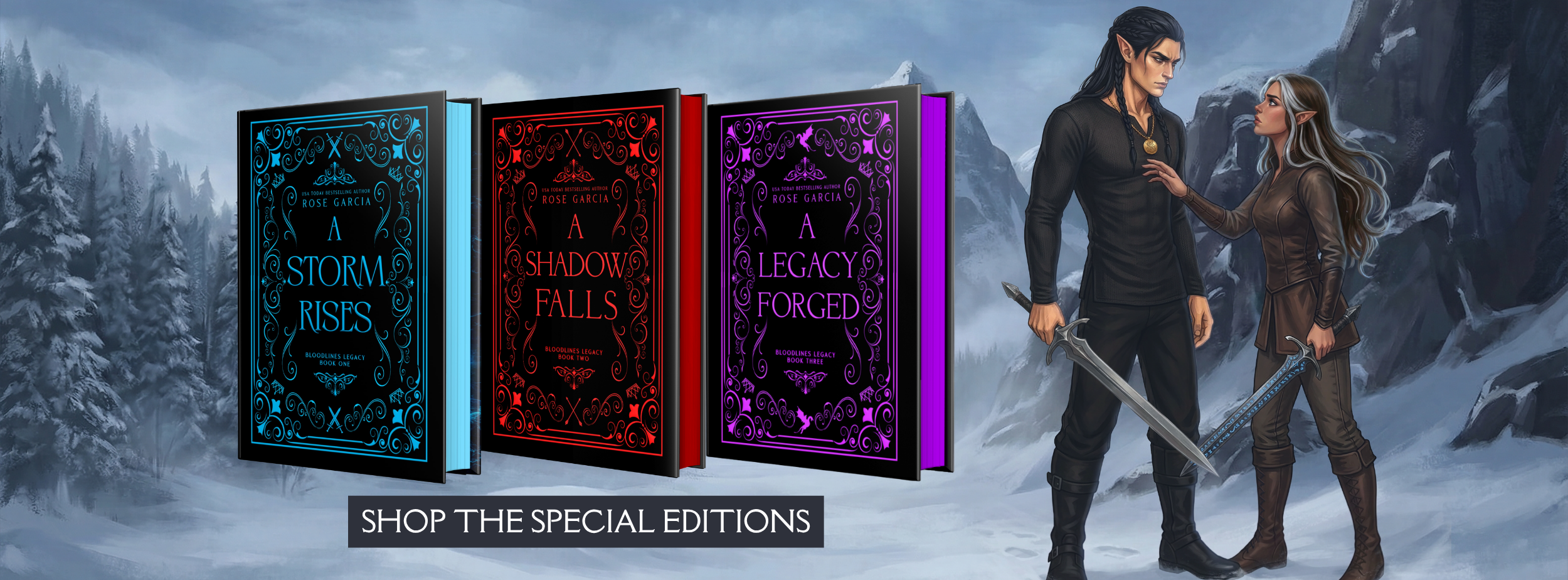 The Bloodlines Legacy Trilogy by Rose Garcia is an epic fantasy romance with rivals to lovers, a twisted prophecy, dragons, betrayal, and sabotage.
