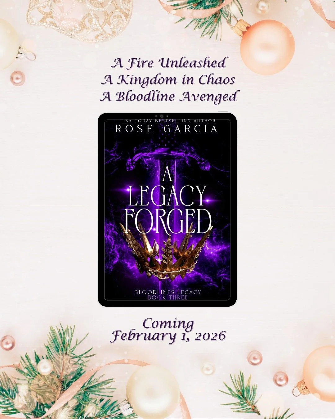 How's your holiday prep coming along? 🎄

As for me, I'm making my list and checking it twice, and finishing the last few chapters of A Legacy Forged which releases February 1st!! 

I'm so excited for this final chapter in the Bloodlines Legacy Serie