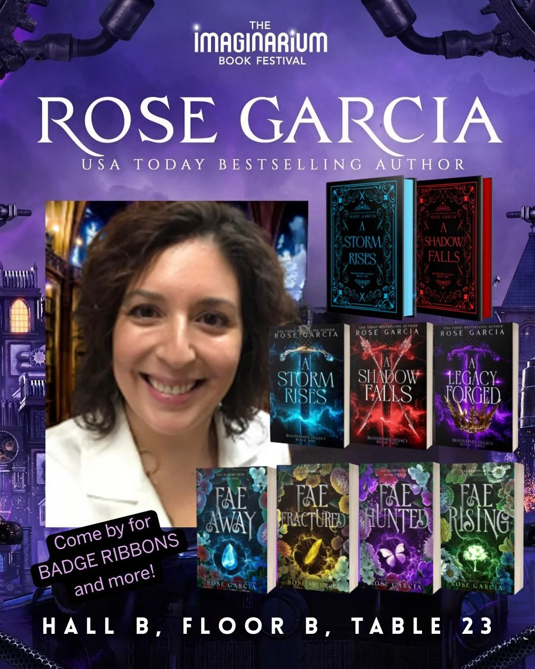 I&rsquo;m so excited about @imaginariumbookfestival this weekend! 

If you&rsquo;ll be there, come see me!

I&rsquo;ll be in Hall B, Floor B, Table 23 with badge ribbons, paperbacks, special edition hardbacks, and more!! 

I&rsquo;m also super excite