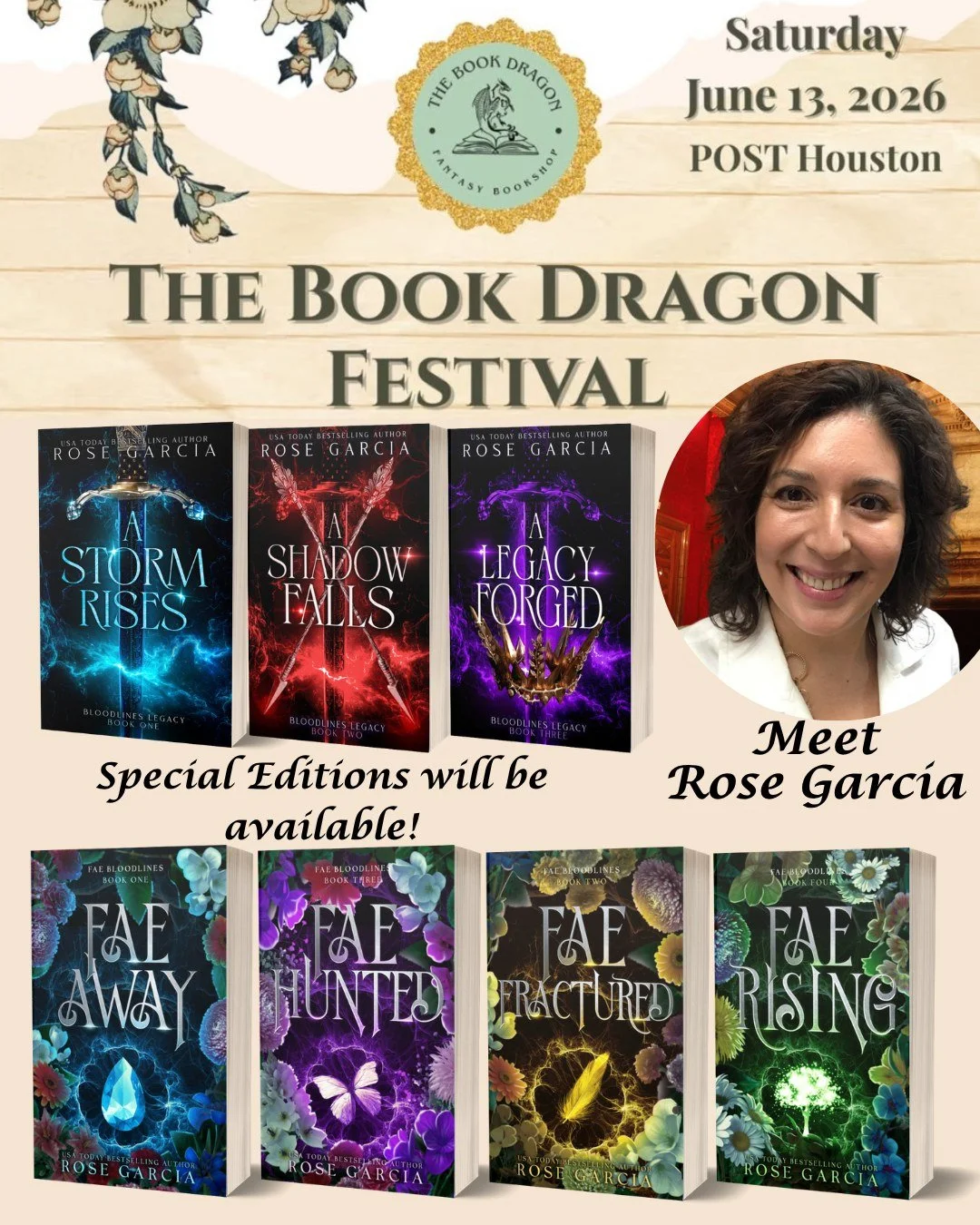 🐉 The Houston Book Dragon Festival is this weekend! 🐉

I'm so excited to be attending The Book Dragon Festival by @thebookdragon_htx at POST Houston this Saturday with over 50 amazing authors and so many incredible bookish vendors!

📚 Author Panel