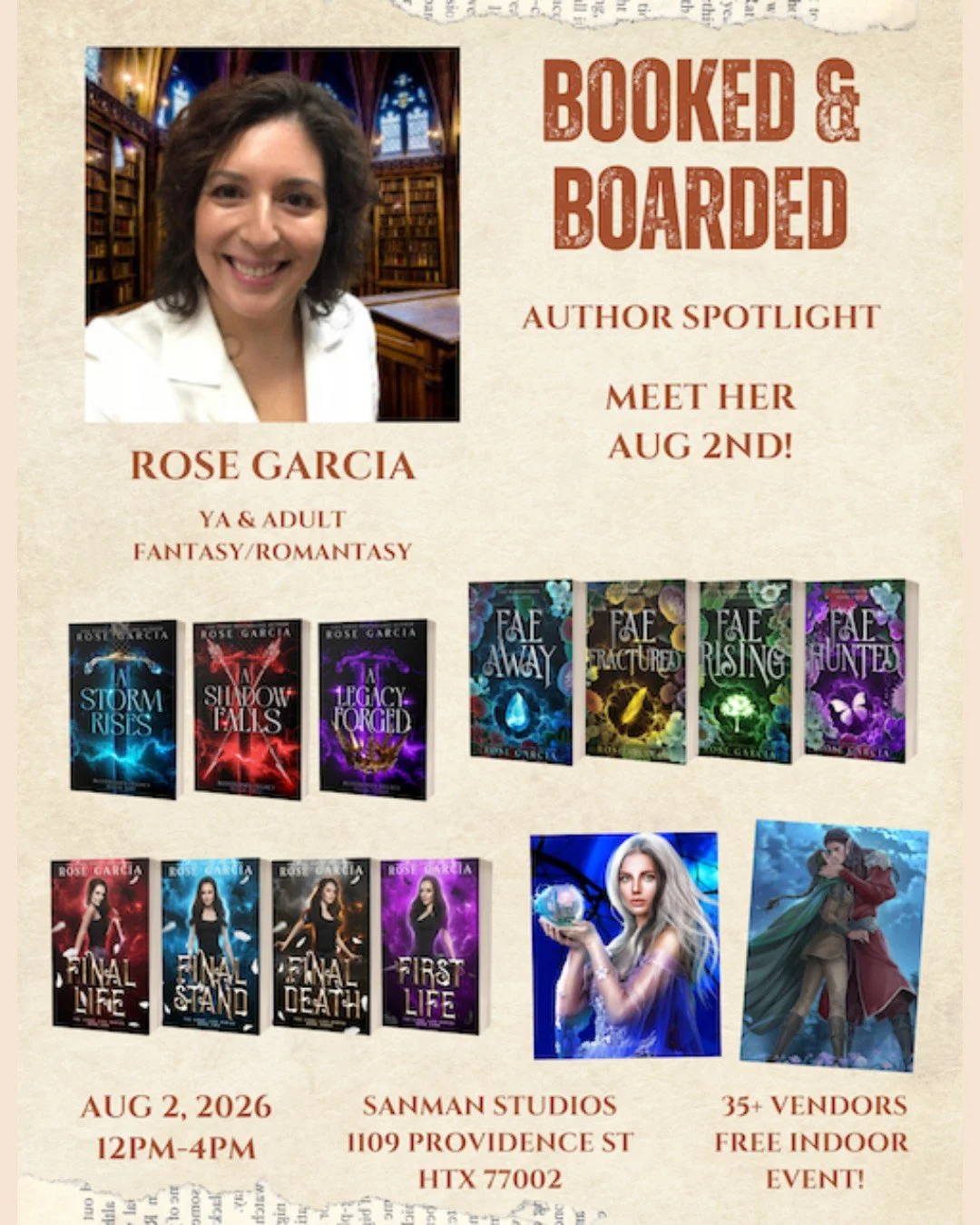📚 Check out my next event!

I'm so excited to be at Booked and Boarded on August 2nd in Houston! 💃🏻

This amazing event is hosted by the wonderful Sandra Montemayor of @forbiddenpagesbookstore and is FREE to attend! You'll find incredible authors,