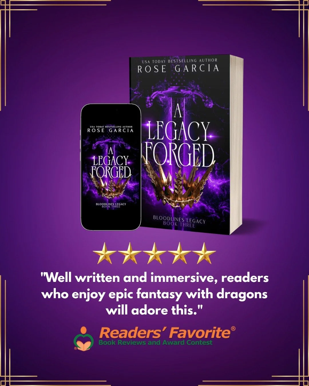 ⭐⭐⭐⭐⭐ Five stars from Readers' Favorite! ⭐⭐⭐⭐⭐

I'm thrilled to share that A Legacy Forged received a 5-star review from Readers' Favorite!

"Well written and immersive, readers who enjoy epic fantasy with dragons will adore this."

Seeing 