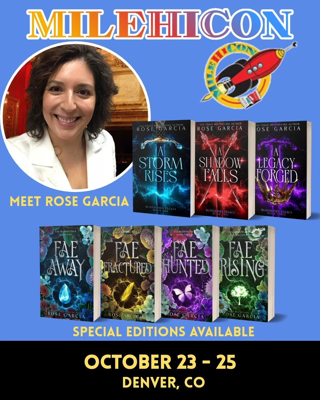 Denver Fantasy Readers! I'm coming for you! ✈️

(That sounds a little ominous... lol)

But yes, I'm traveling to Denver for @milehicon! The event is October 23-25 and will be a feast of all things Science Fiction and Fantasy. 

I'm excited to be on a