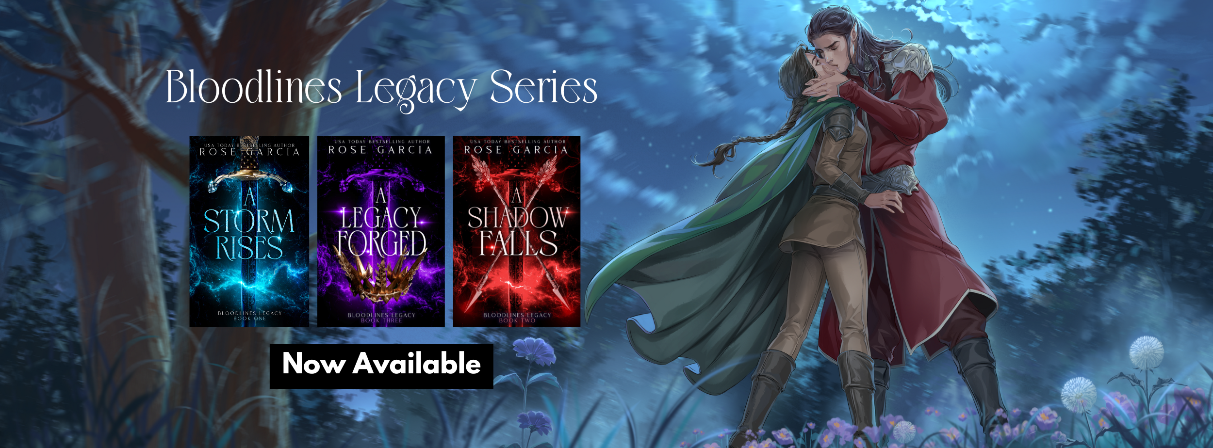 Bloodlines Legacy Series by Rose Garcia is an epic fantasy romance with rivals to lovers, a twisted prophecy, dragons, betrayal, and sabatoge.