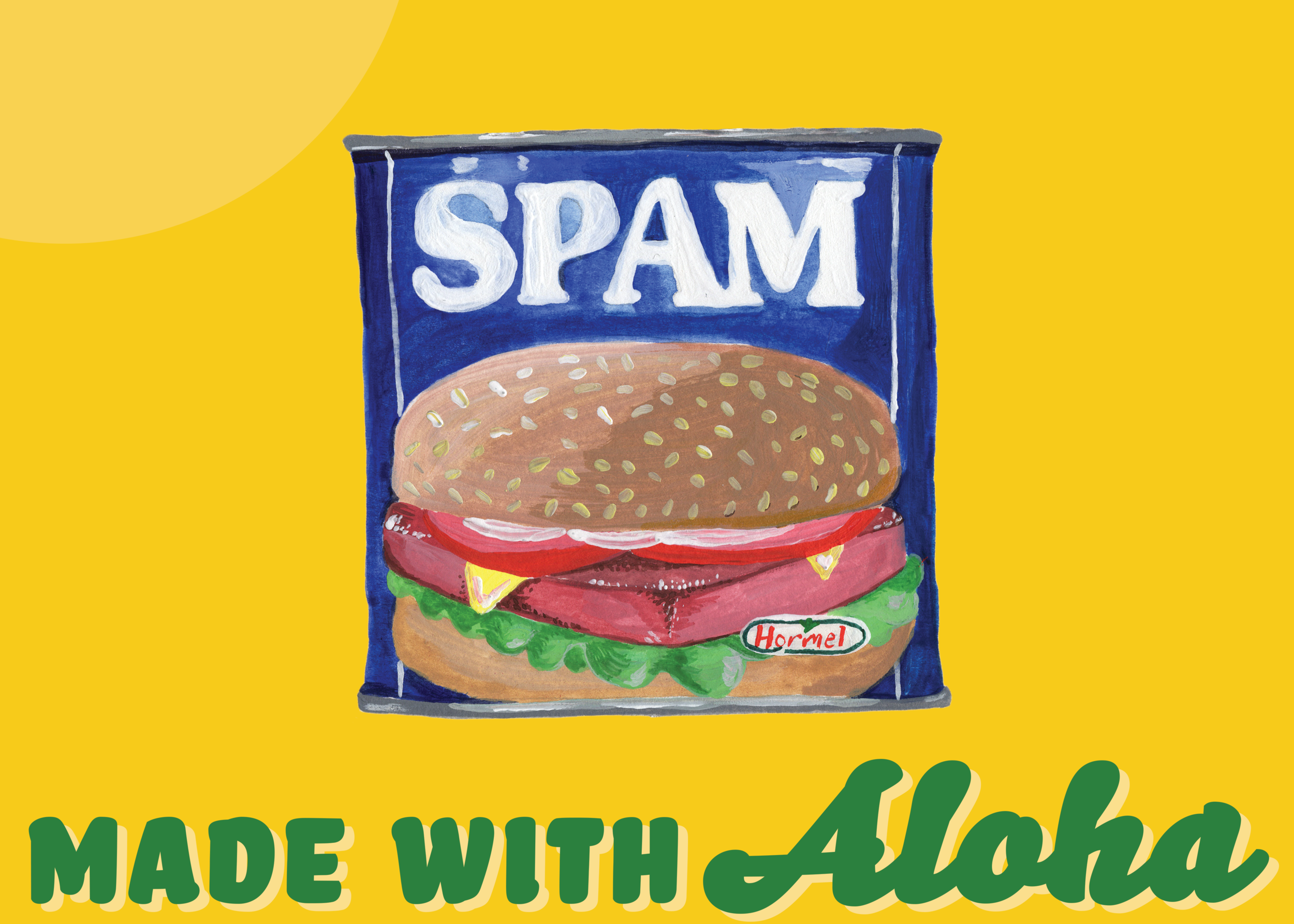 Test Illustration of Spam. This image was hand painted in gouache then digitally composited in Photoshop.