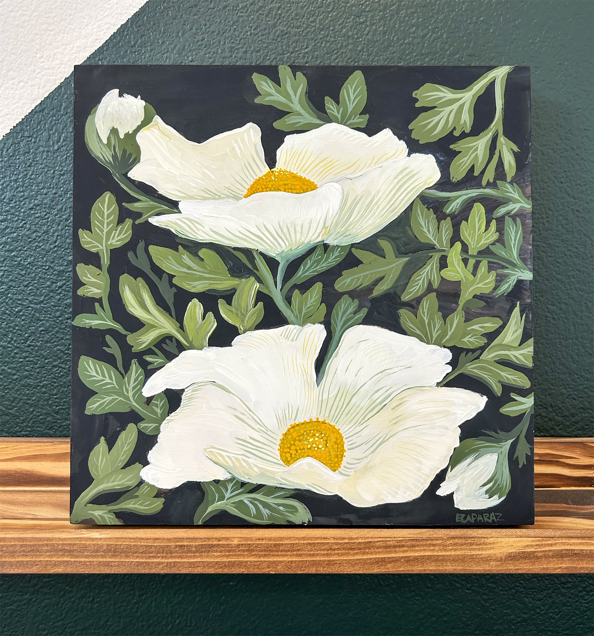 Desert Poppies 1 | Gouache on Wood Panel