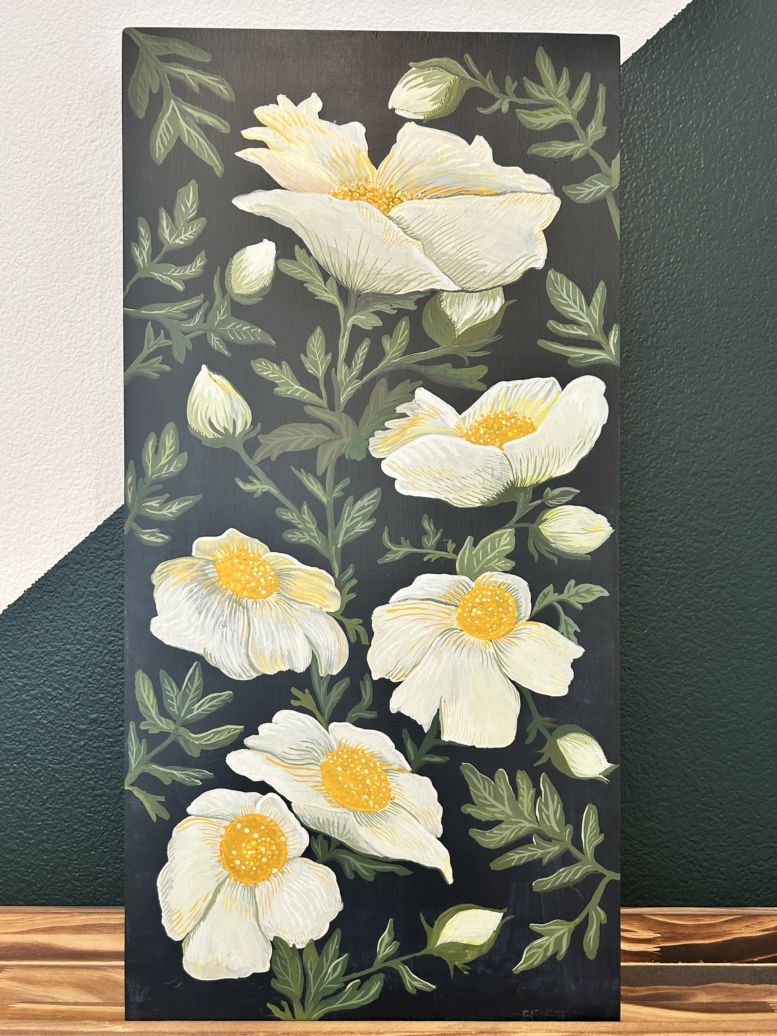 Desert Poppies 2 | Gouache on Wood Panel