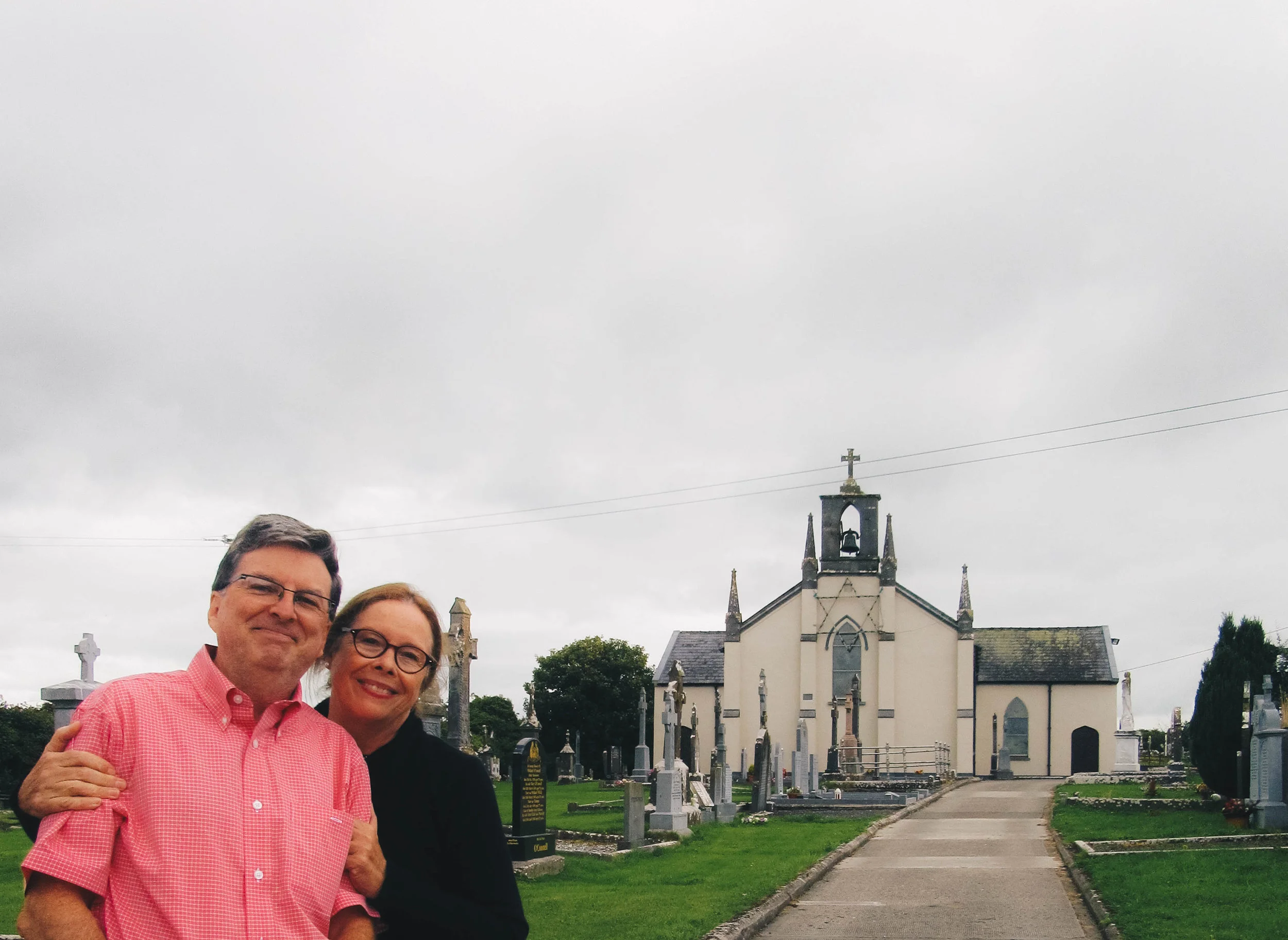 Mom and dad at the church in Galmoy, Ireland where my dad's family is from and his great aunt Judy is buried.
