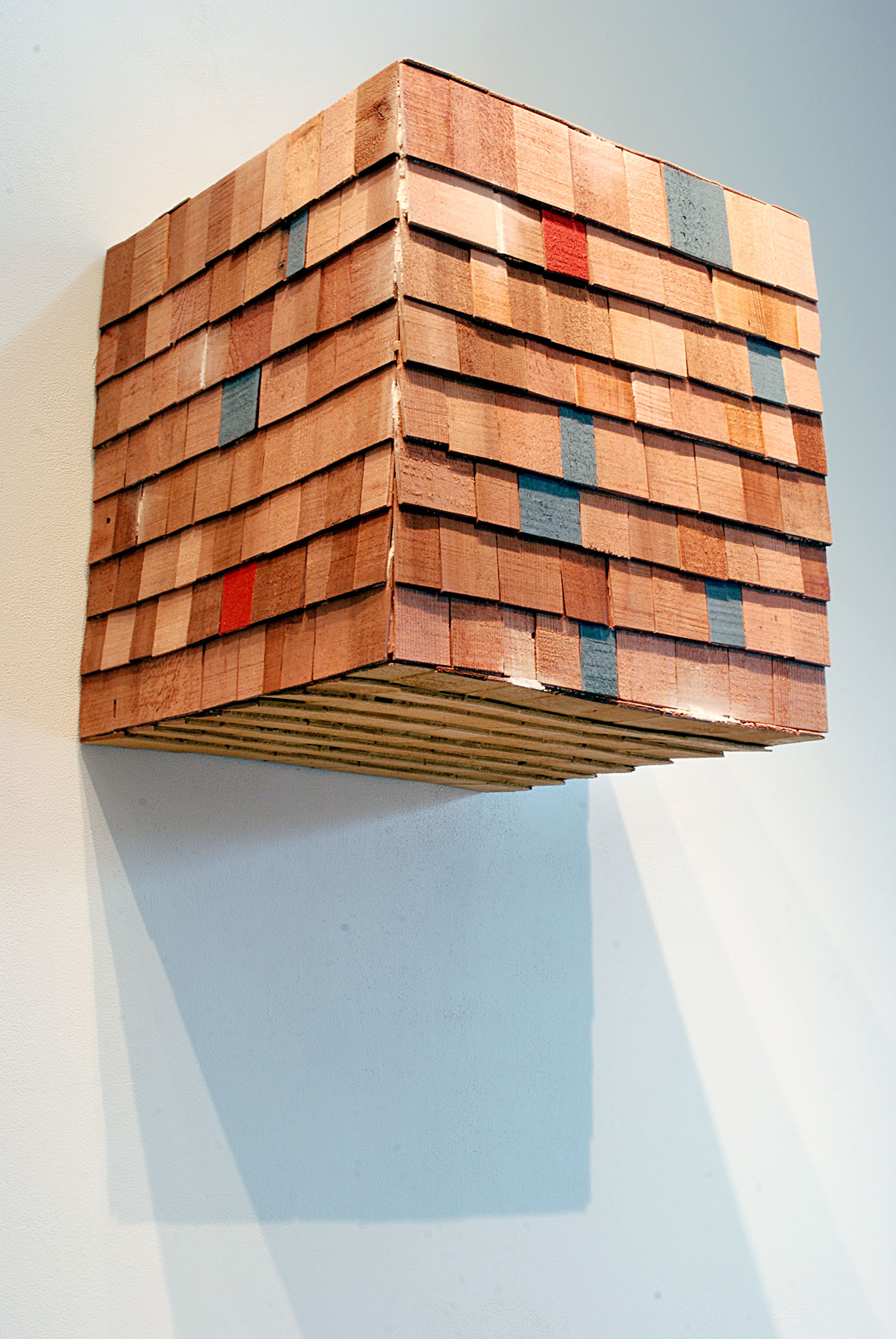 DETAIL: Aimlessly Shoring Up, cedar/plywood/latex paint/acrylic, 2015