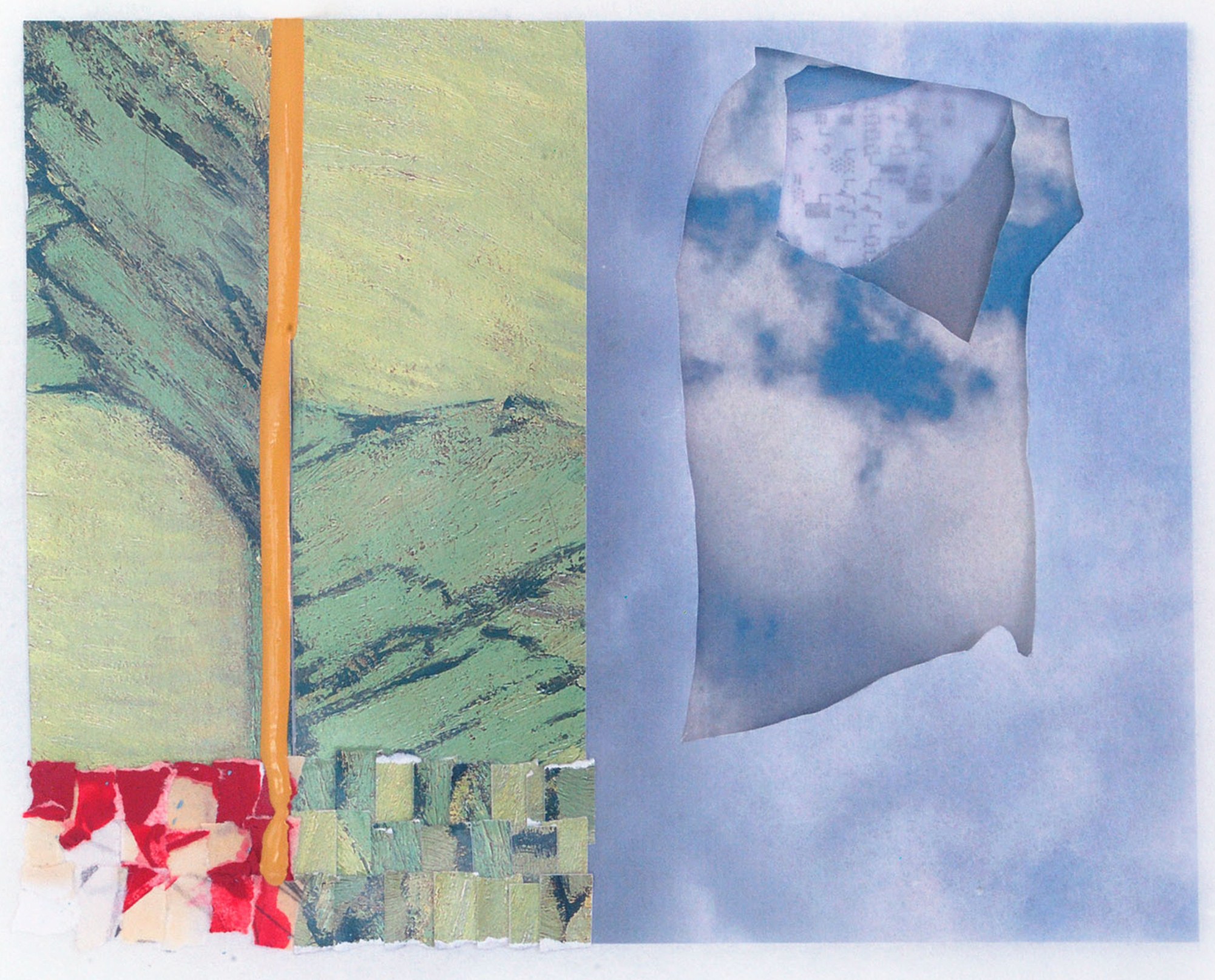 Up, Down, and Through, 9" X 10 1/2", ink/latex paint/collage elements, 2016