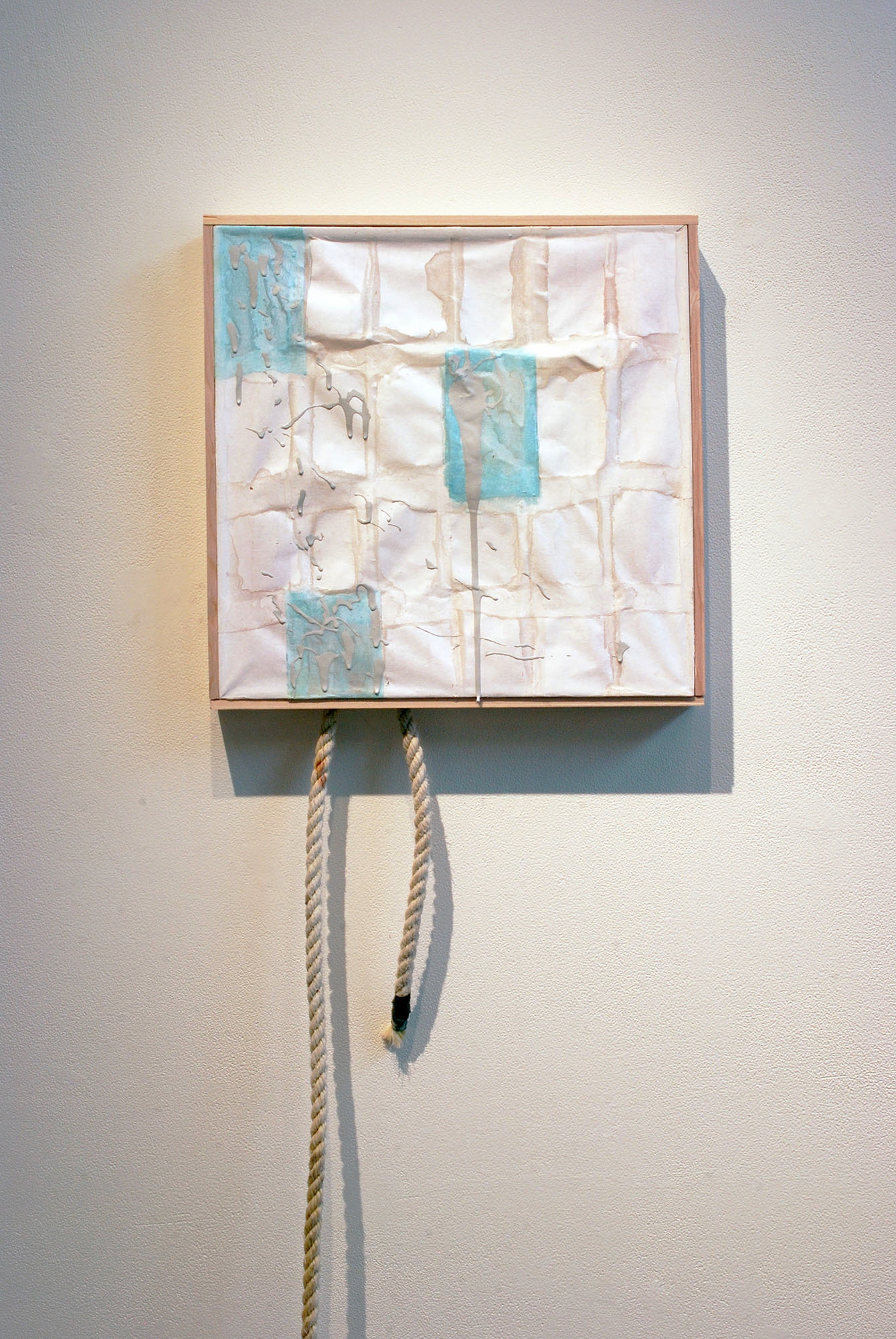 DETAIL: O.B. Line, grass paper/watercolor/wood/rope/electrical tape/twine/duct tape, 2016