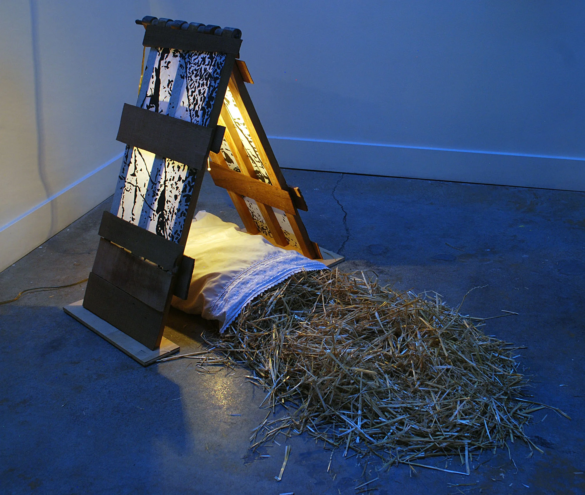 ALTERNATIVE VIEW: Referential Tent, ink/wood/found objects, 2016