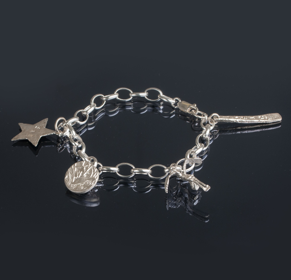 Silver Charm Bracelet with Charms — Oriana