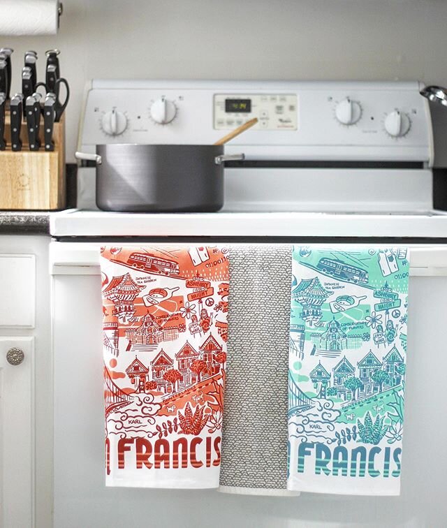 Anyone else feel like they&rsquo;re constantly doing dishes in quarantine??! #teatowel #design #kitchentextiles #screenprinting #sanfrancisco