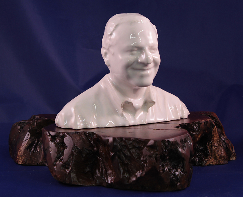 Medium 3D Portrait in White Ceramic on California Manzanita Base