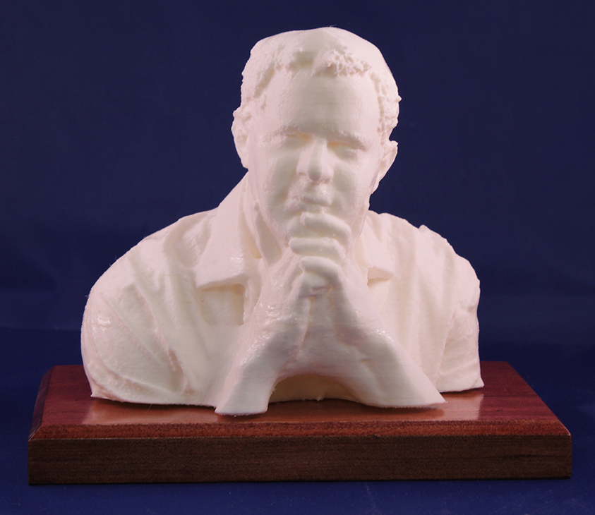 Large 3D Portrait in Translucent White Duratex on Cherry Base