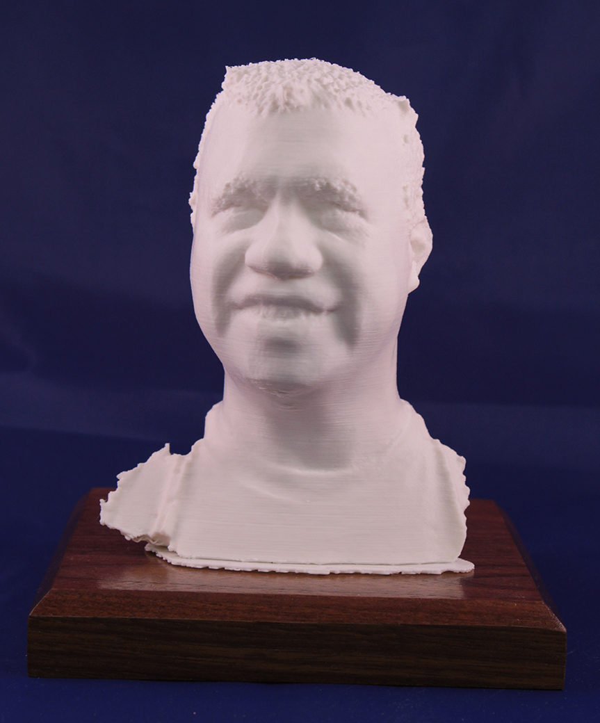 Medium 3D Portrait in White Duratex on Walnut Base