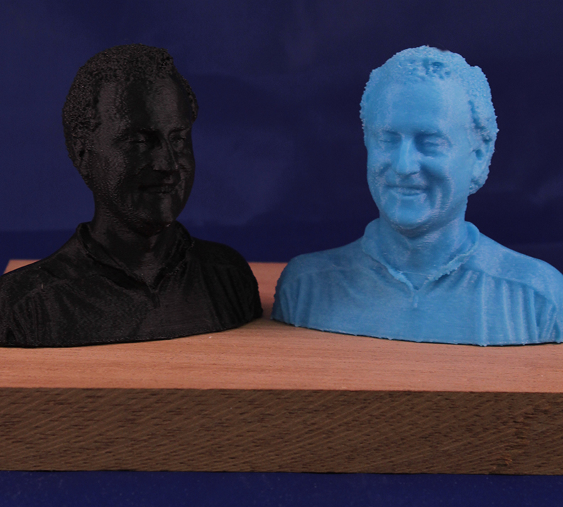 Small 3D Portraits in Black and Blue Glow-in-the-Dark Duratex