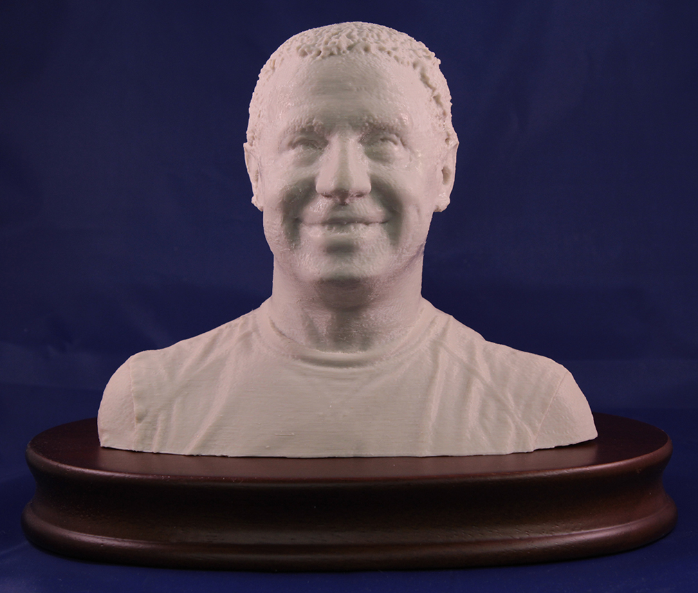 Large 3D Portrait in Stone Duratex on Dark Walnut Oval Base
