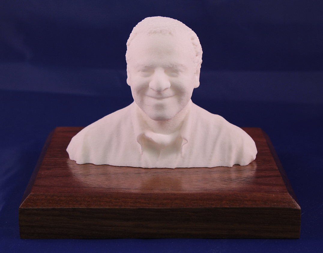 Small 3D Portrait in White Everlux on Walnut Base