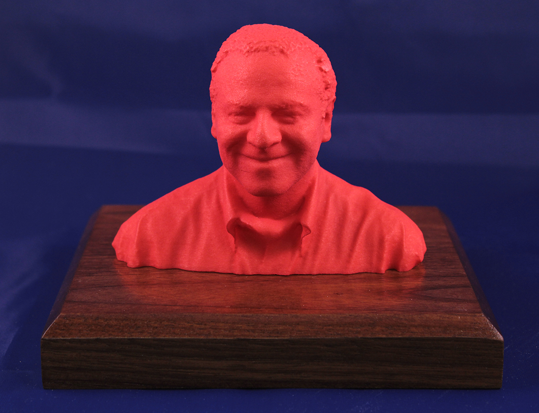 Small 3D Portrait in Red Everlux on Walnut Base