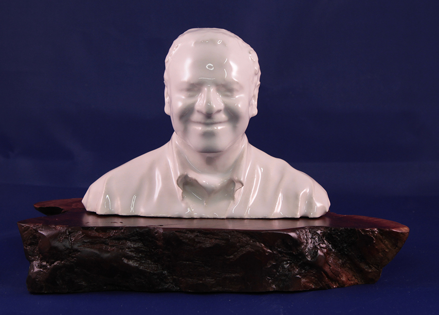 Medium 3D Portrait in White Ceramic on California Manzanita Base