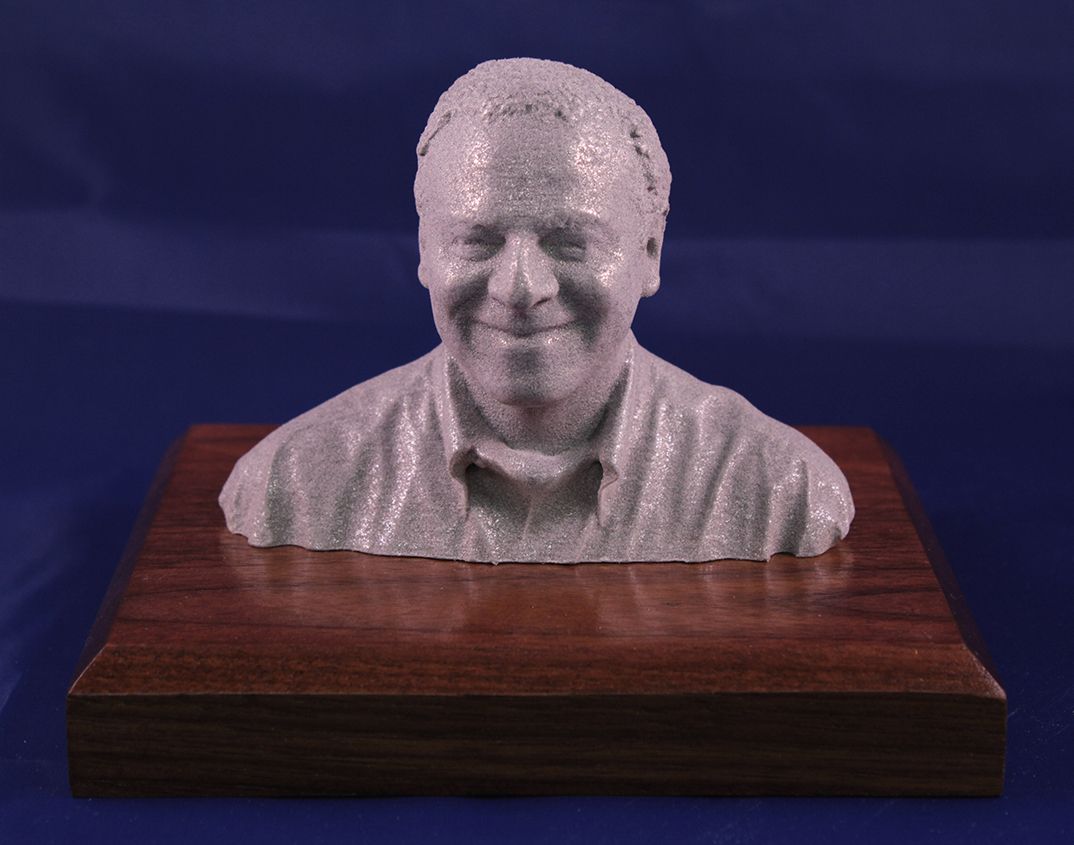 Small 3D Portrait in Alumide Everlux on Walnut Base