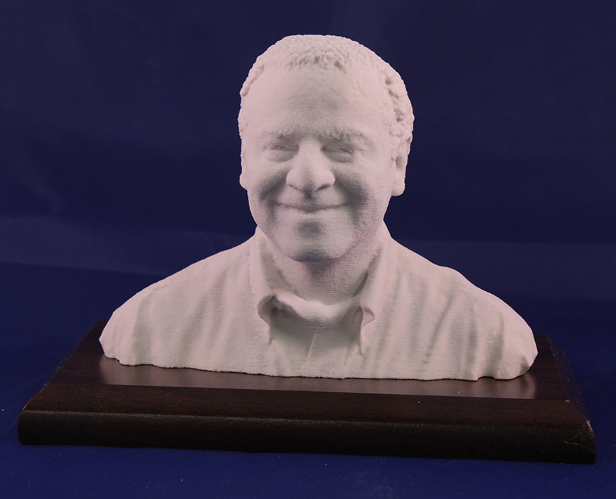Medium 3D Portrait in Sandstone on Dark Walnut Base