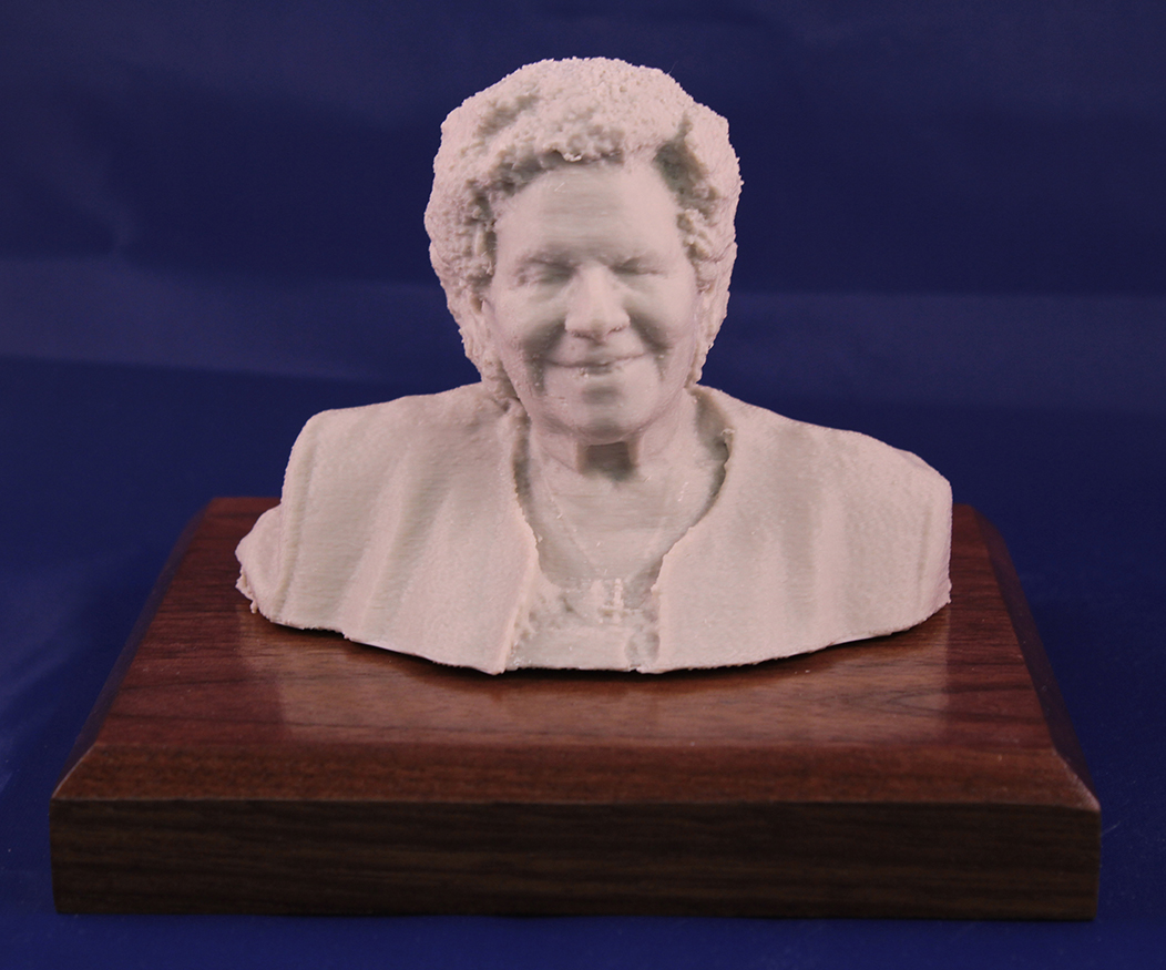 Small 3D Portrait in Stone Duratex on Walnut Base