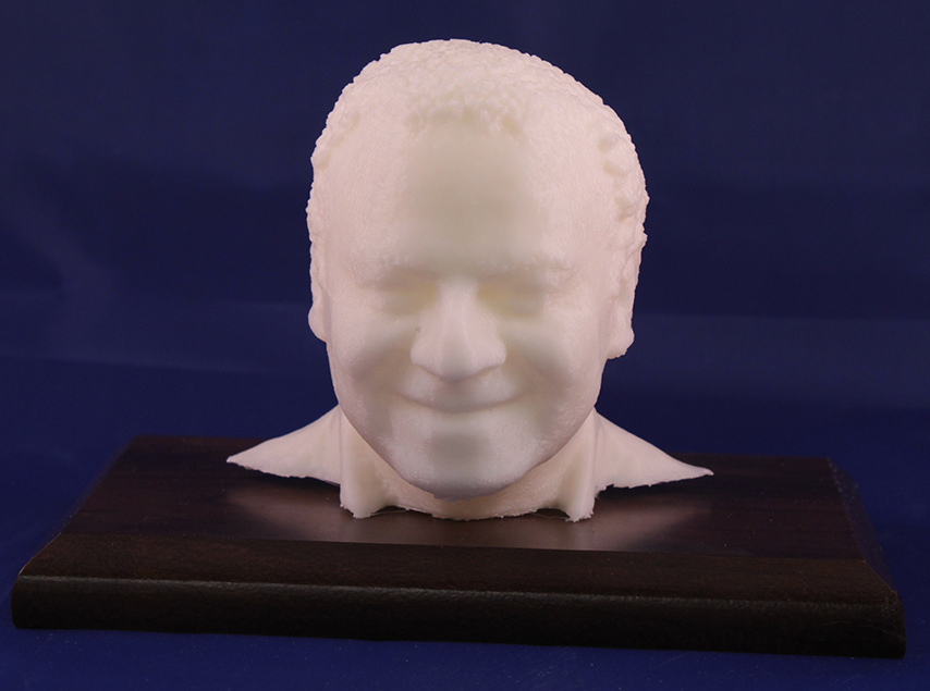 Large 3D Portrait in Translucent White Duratex on Dark Walnut Base