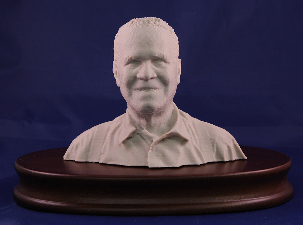Medium 3D Portrait in Stone Duratex on Dark Walnut Oval Base