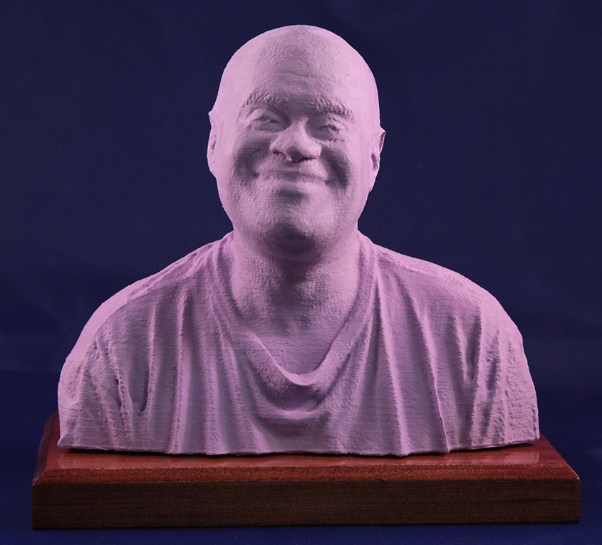 Large 3D Portrait in Lilac Duratex on Dark Cherry Base