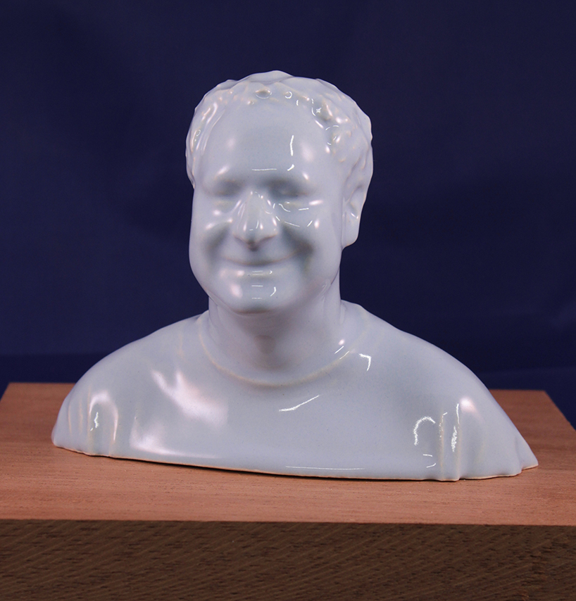 Medium 3D Portrait in Eggshell Blue Ceramic