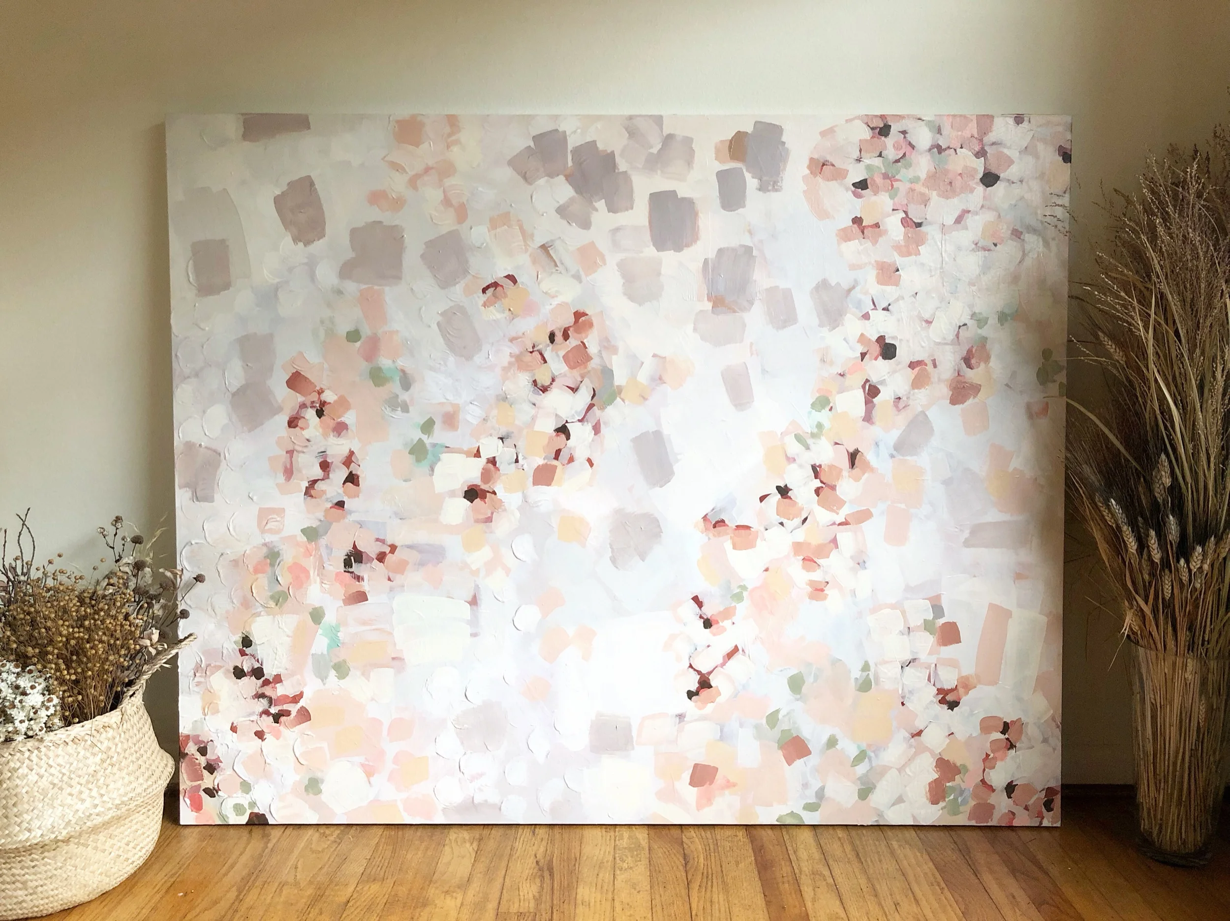 Gwen’s Bouquet. Acrylic on canvas. 60 x 48 inches. Sold .