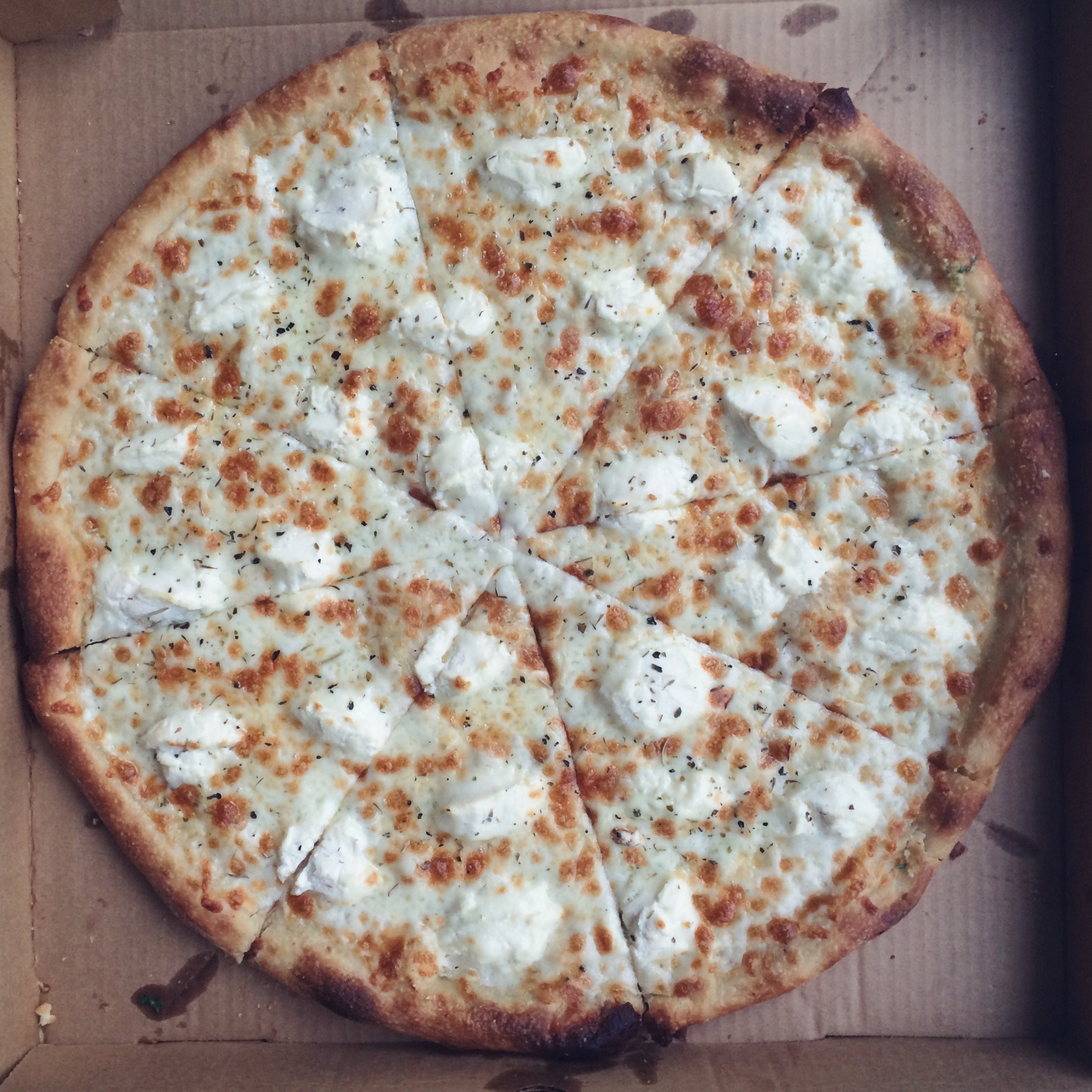 Bianca Pizza at Park Ave. Pizza. Don't forget the garlic butter crust!