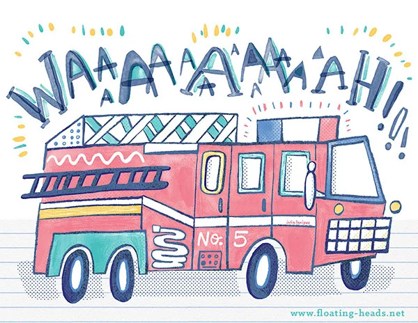 Illustration of the firetruck I created for the show.